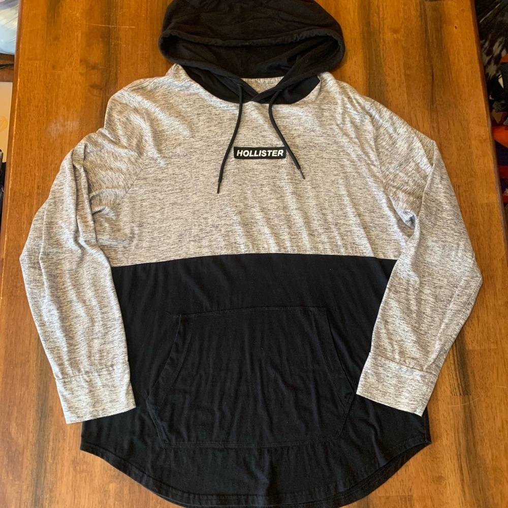 Hollister Men's Hoodie XL two Toned in Gray and Black Long Sleeve Casual Comfort